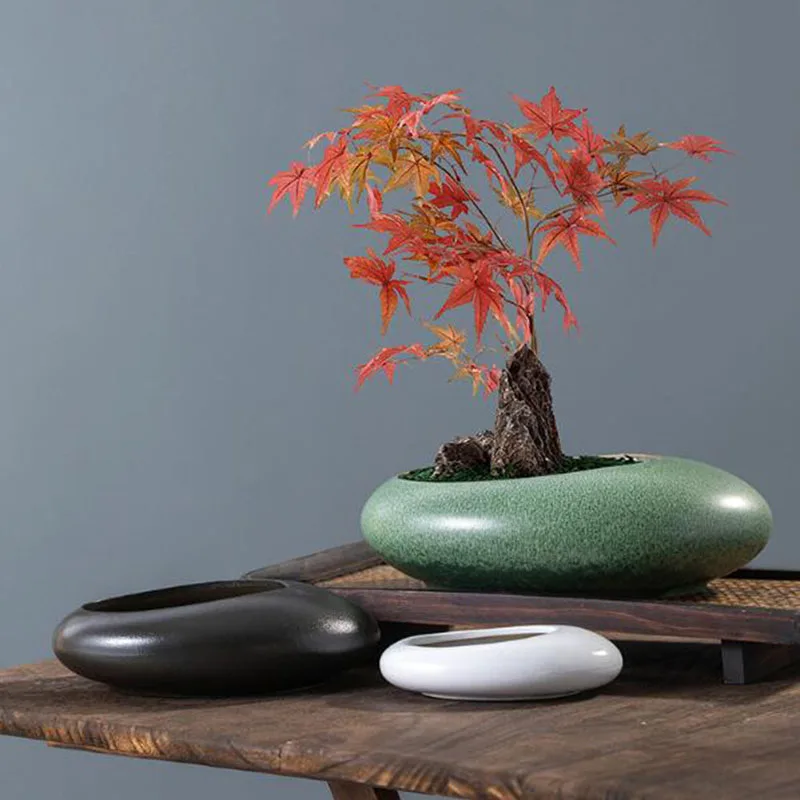 Bonsai Garden Art - Jarrón de cerámica de textura rugosa
